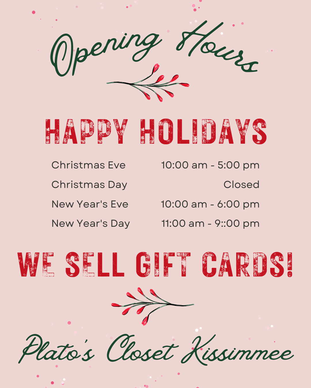 Holiday Hours